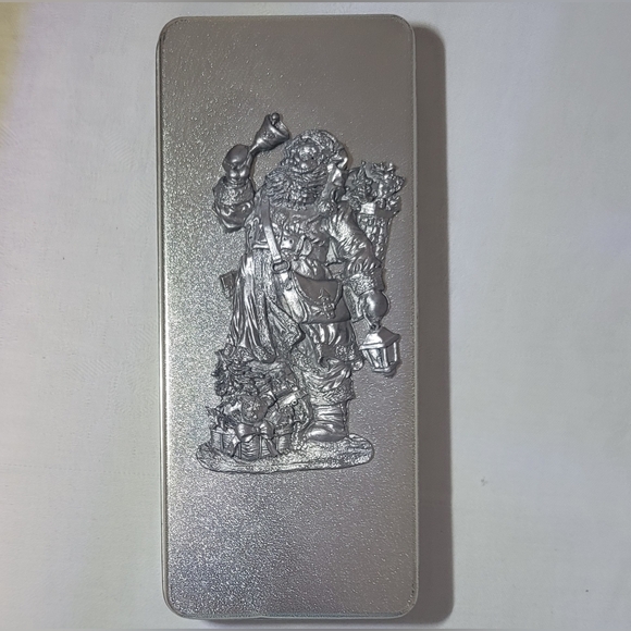 Vintage 1998 GBD Pewter Santa on Silver Tin Box - Picture 4 of 12
